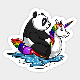 Panda Bear Riding Unicorn Float Sticker